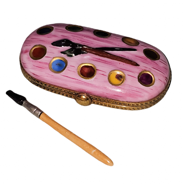 Pink Art Palette Limoges Box Porcelain Limoges art French Trinket Box