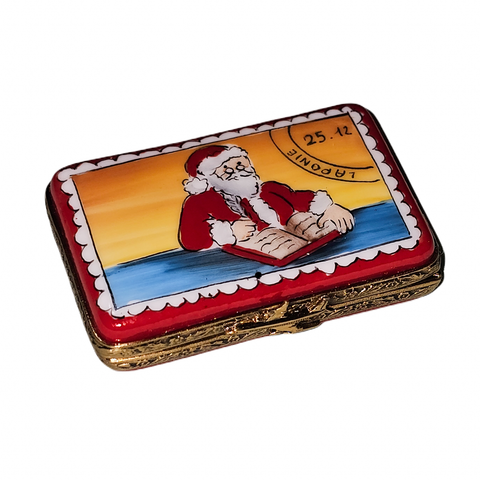 Letter to Santa Keepsake Box Porcelain Limoges Santa Claus French Trinket Box
