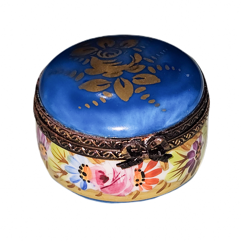 Blue Floral Elegance Limoges Box Porcelain Limoges traditional French Trinket Box