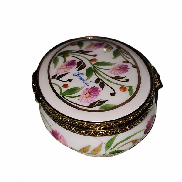 Small Oval Pink Floral Box Porcelain Limoges traditional French Trinket Box