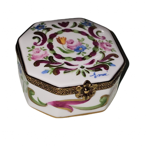 White Floral Limoges Box Porcelain Limoges traditional French Trinket Box