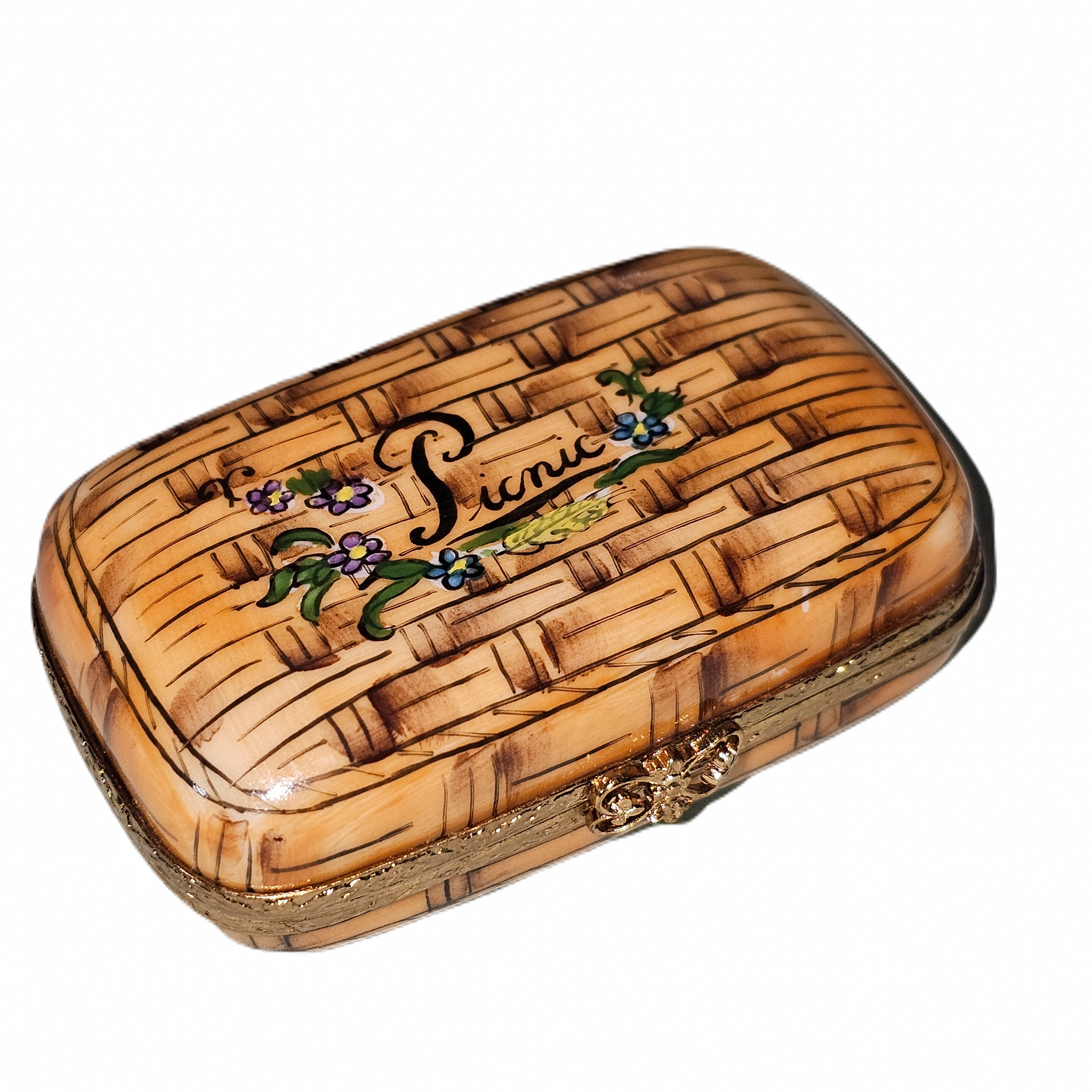 Picnic Basket Limoges Delight Porcelain Limoges Beach Basket French Trinket Box