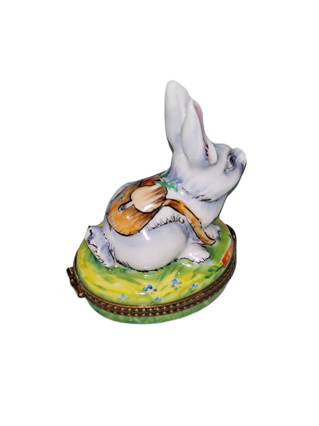 Charming White Rabbit Keepsake Porcelain Limoges rabbit Easter French Trinket Box