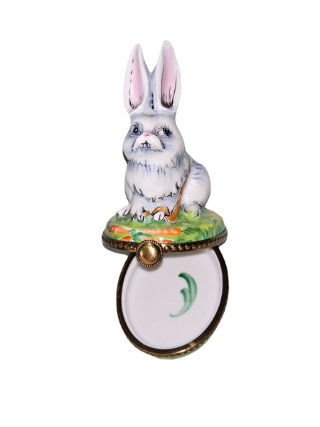 Charming White Rabbit Keepsake Porcelain Limoges rabbit Easter French Trinket Box