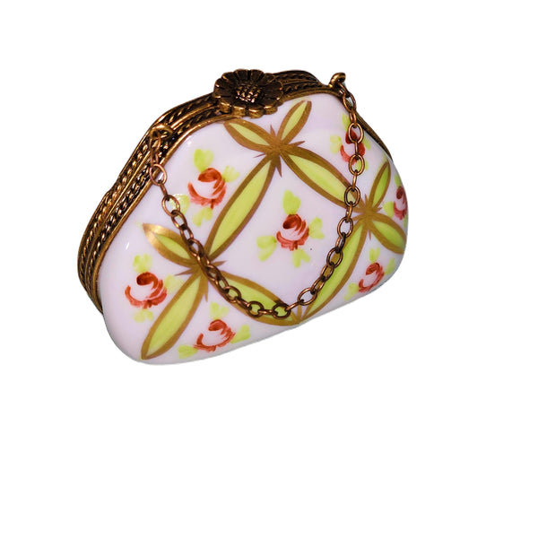 Floral Elegance Criss Cross Purse Porcelain Limoges Purse bag French Trinket Box