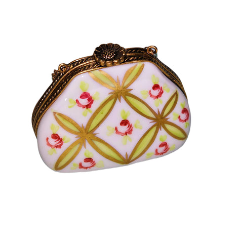 Floral Elegance Criss Cross Purse Porcelain Limoges Purse bag French Trinket Box