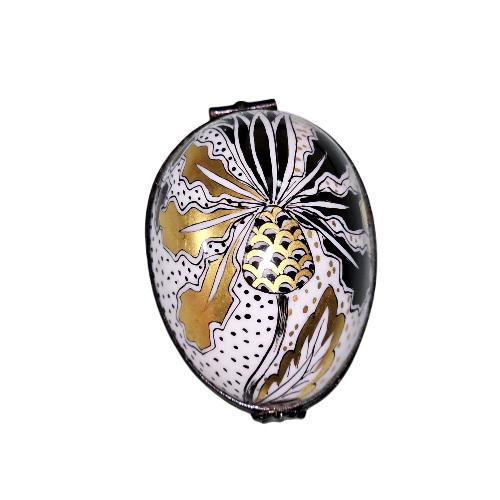 Exquisite Gold Black Egg Box Porcelain Limoges Egg French Trinket Box