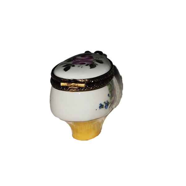 Charming Floral Shoe Box Porcelain Limoges Shoe French Trinket Box