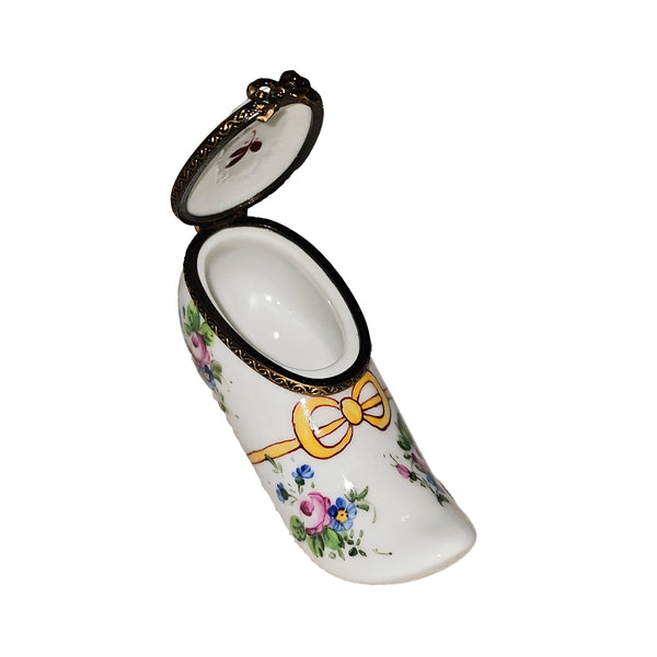 Charming Floral Shoe Box Porcelain Limoges Shoe French Trinket Box