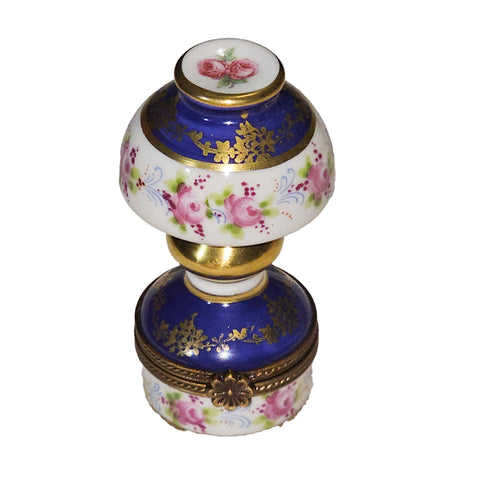 Blue Floral Limoges Lamp Box Porcelain Limoges furniture home French Trinket Box