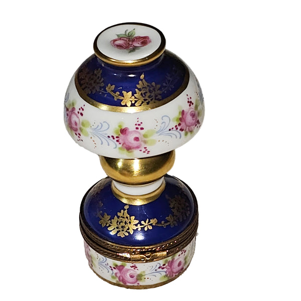 Blue Floral Limoges Lamp Box Porcelain Limoges furniture home French Trinket Box