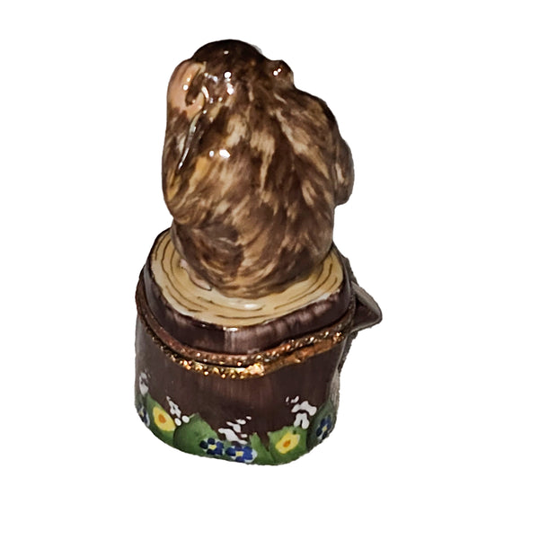 Charming Monkey on Log Box Porcelain Limoges wild animal French Trinket Box