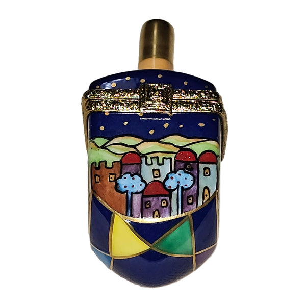 Colorful Jerusalem Dreidel Box Porcelain Limoges Religion religious French Trinket Box