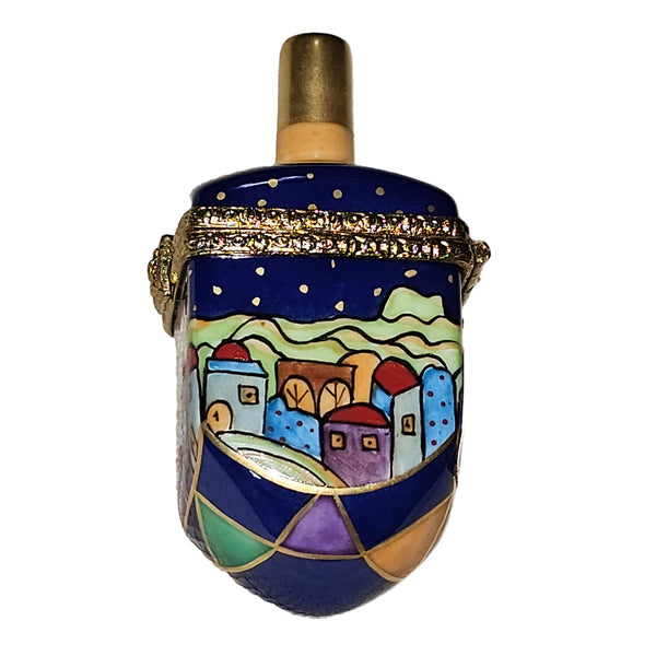 Colorful Jerusalem Dreidel Box Porcelain Limoges Religion religious French Trinket Box