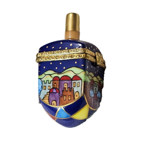 Colorful Jerusalem Dreidel Box Porcelain Limoges Religion religious French Trinket Box