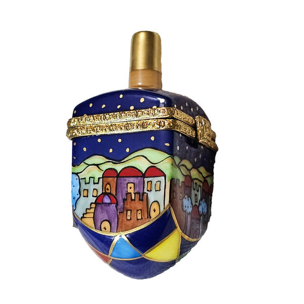 Colorful Jerusalem Dreidel Box Porcelain Limoges Religion religious French Trinket Box