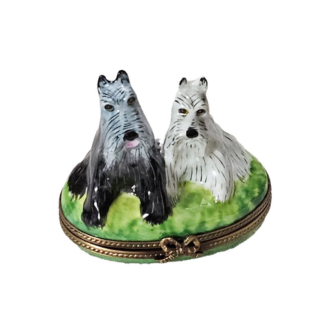 Schnauzer Salt And Pepper Box Porcelain Limoges Dog Dogs French Trinket Box