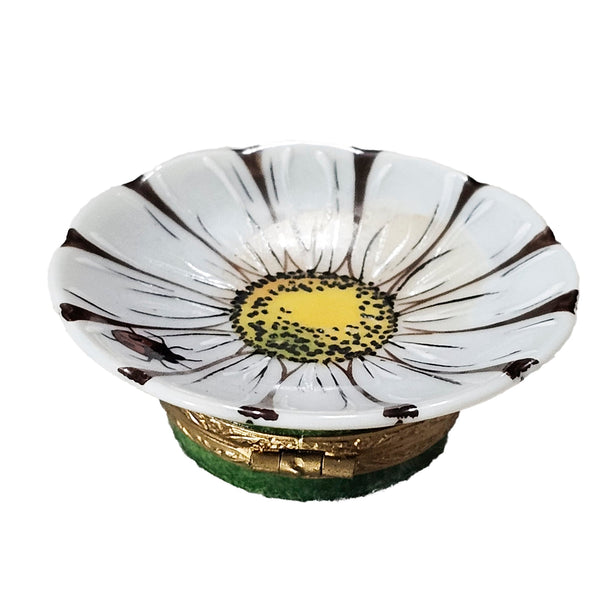 White Sunflower With Lady Bug Porcelain Limoges flower garden French Trinket Box