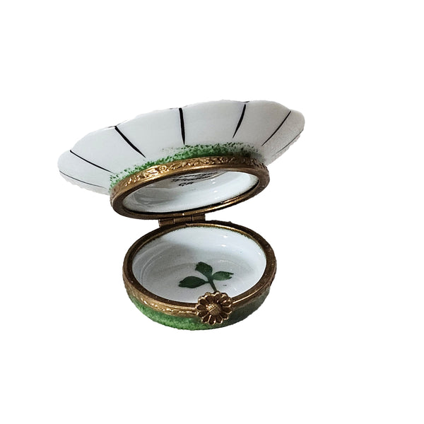 White Sunflower With Lady Bug Porcelain Limoges flower garden French Trinket Box