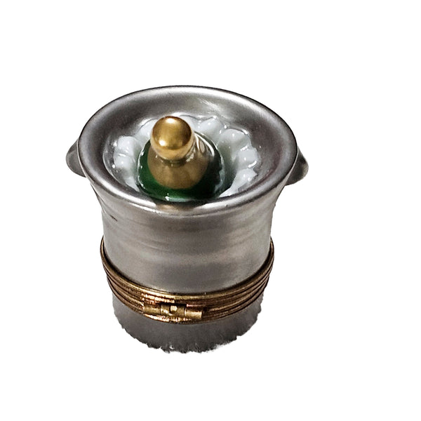 Champagne Elegance in Silver Bucket Porcelain Limoges wine spirit French Trinket Box