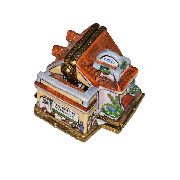 Rare Four Hinged Garage Box Porcelain Limoges house home professional French Trinket Box