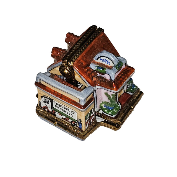 Rare Four Hinged Garage Box Porcelain Limoges house home professional French Trinket Box