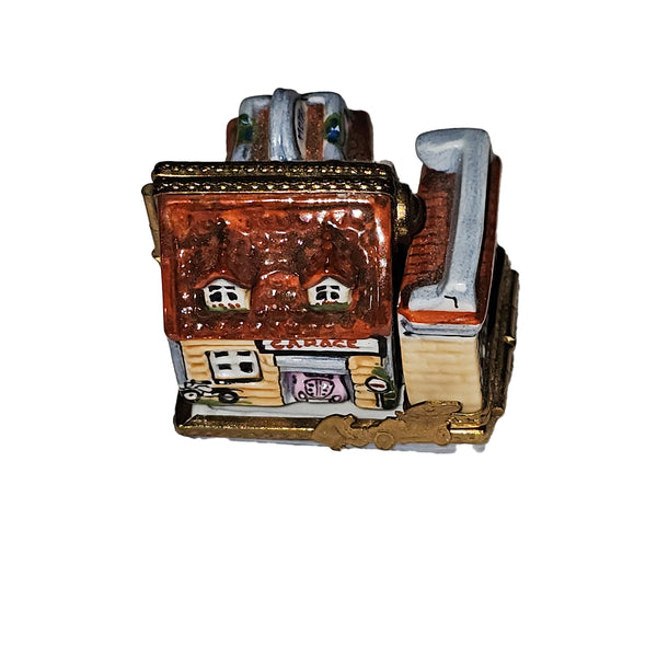 Rare Four Hinged Garage Box Porcelain Limoges house home professional French Trinket Box