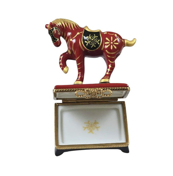 Rochard Horse Year 2026 Limoges Box with Removable Brass Leaf, view 3