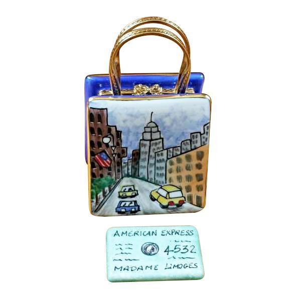 5Th Avenue Shopping Bag w Credit Card es Porcelain Limoges bag purse new york limoges boxes French Trinket Box