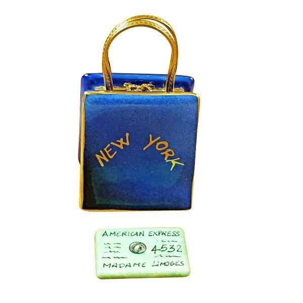 5Th Avenue Shopping Bag w Credit Card es Porcelain Limoges bag purse new york limoges boxes French Trinket Box