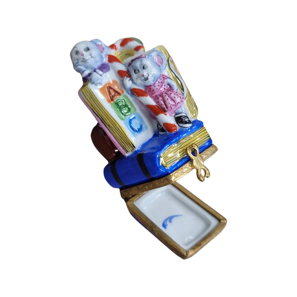 ABC Mice Porcelain Figurine Porcelain Limoges Mice Baby Kids French Trinket Box