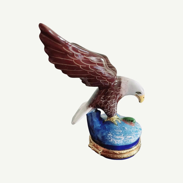 American Bald Eagle Bird Porcelain Limoges bird united states patriotic French Trinket Box