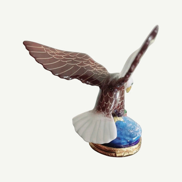 American Bald Eagle Bird Porcelain Limoges bird united states patriotic French Trinket Box