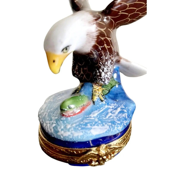 American Bald Eagle Bird Porcelain Limoges bird united states patriotic French Trinket Box