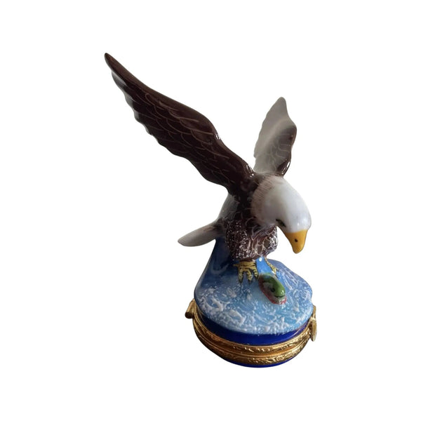 American Bald Eagle Bird Porcelain Limoges bird united states patriotic French Trinket Box