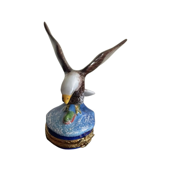 American Bald Eagle Bird Porcelain Limoges bird united states patriotic French Trinket Box
