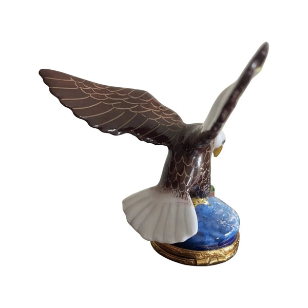 American Bald Eagle Bird Porcelain Limoges bird united states patriotic French Trinket Box