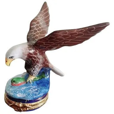 American Bald Eagle Bird Porcelain Limoges bird united states patriotic French Trinket Box