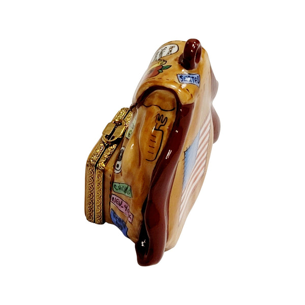 American Flag Backpack Figurine Porcelain Limoges United states purses patriotic French Trinket Box