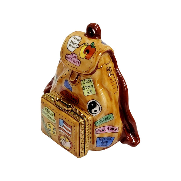 American Flag Backpack Figurine Porcelain Limoges United states purses patriotic French Trinket Box