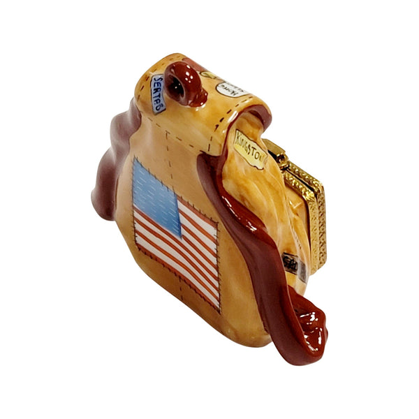 American Flag Backpack Figurine Porcelain Limoges United states purses patriotic French Trinket Box