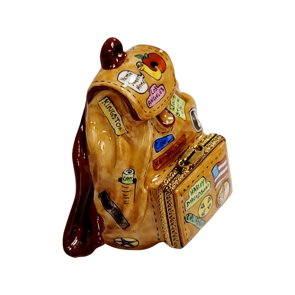 American Flag Backpack Figurine Porcelain Limoges United states purses patriotic French Trinket Box