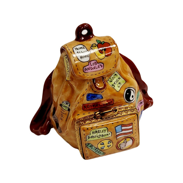 American Flag Backpack Figurine Porcelain Limoges United states purses patriotic French Trinket Box