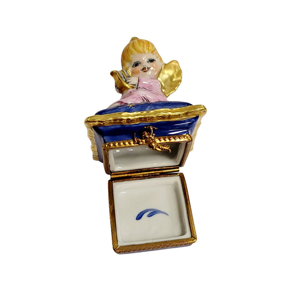 Angel with Harp Limoges Box Porcelain Limoges Angel French Trinket Box