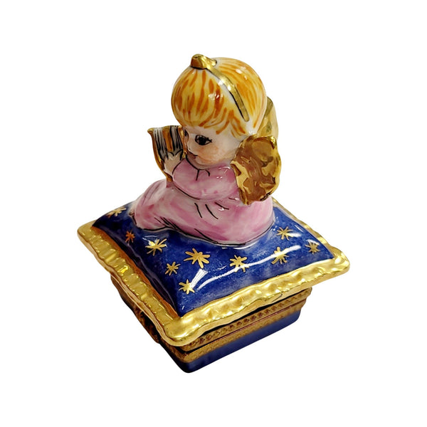 Angel with Harp Limoges Box Porcelain Limoges Angel French Trinket Box