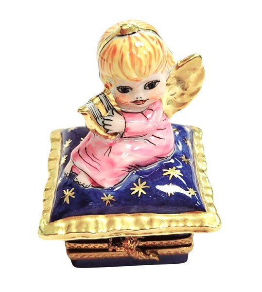 Angel with Harp Limoges Box Porcelain Limoges Angel French Trinket Box
