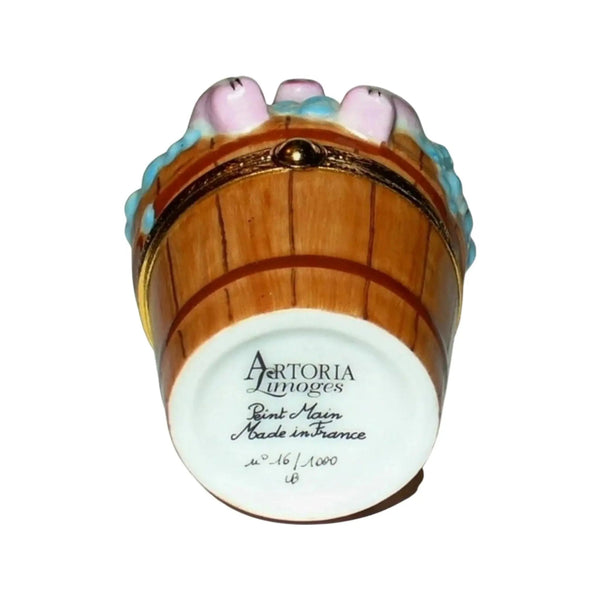 Angelic Pig In Washing Porcelain Limoges Angel Farm Animals French Trinket Box
