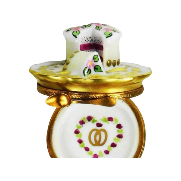 Anniversary Cake Gold Porcelain Limoges Wedding French Trinket Box