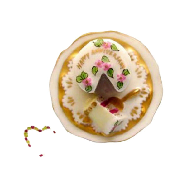 Anniversary Cake Gold Porcelain Limoges Wedding French Trinket Box