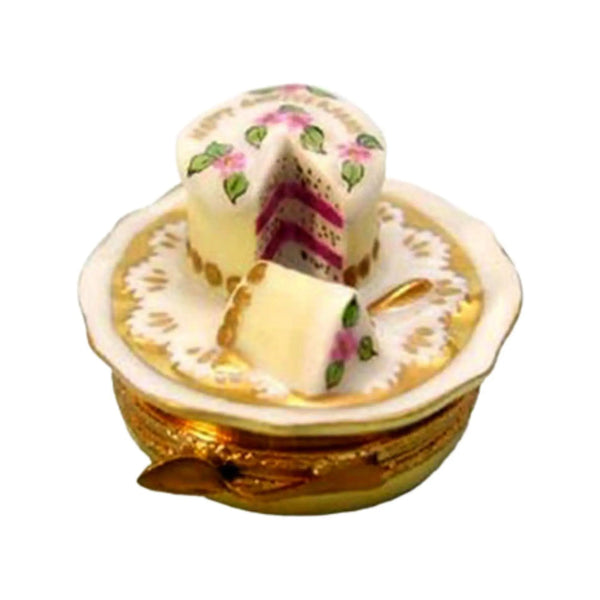 Anniversary Cake Gold Porcelain Limoges Wedding French Trinket Box